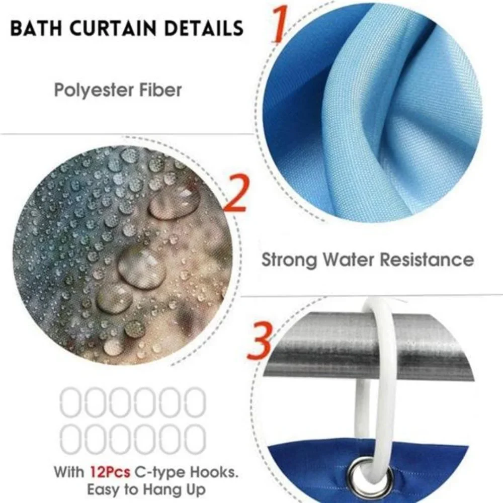 4pcs Christmas Shower Curtain Sets Holiday Bathroom Decoration